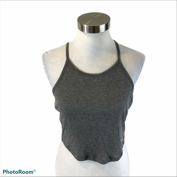 A&F Cropped Grey Tank Top With Lace‎ Back Medium - Picture 3 of 10